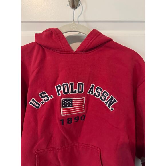 U.S. Polo Assn. Red "1890" Flag Logo Hoodie - Picture 2 of 4